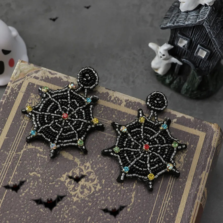 New Halloween Pumpkin Ear Cuff Quirky Individualistic Rice Bead Dangle Earrings Exaggerated Design Sense Fashion Jewelry
