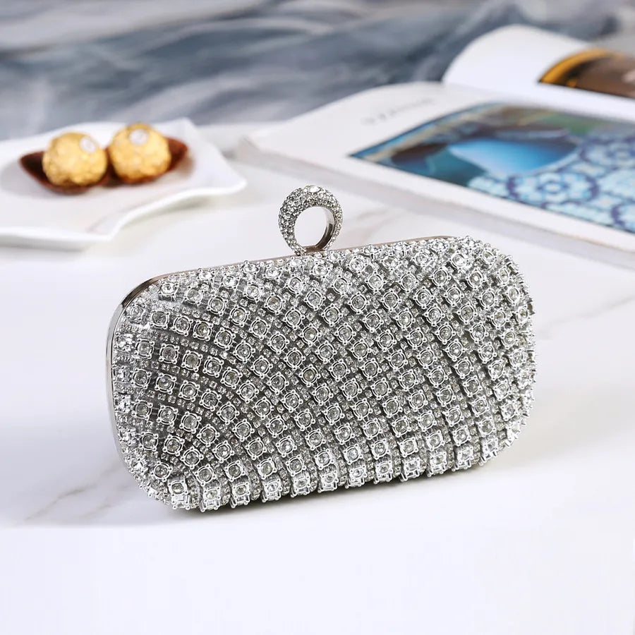 Metal Geometric Diamond Oval Evening Bags