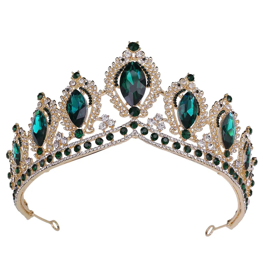 retro crown alloy inlay artificial gemstones crown 1 piece