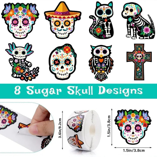 500 Pieces Halloween Festival Celebration Skeleton Non-drying Adhesive Stickers Labels Sealing Stickers Cardstock Material