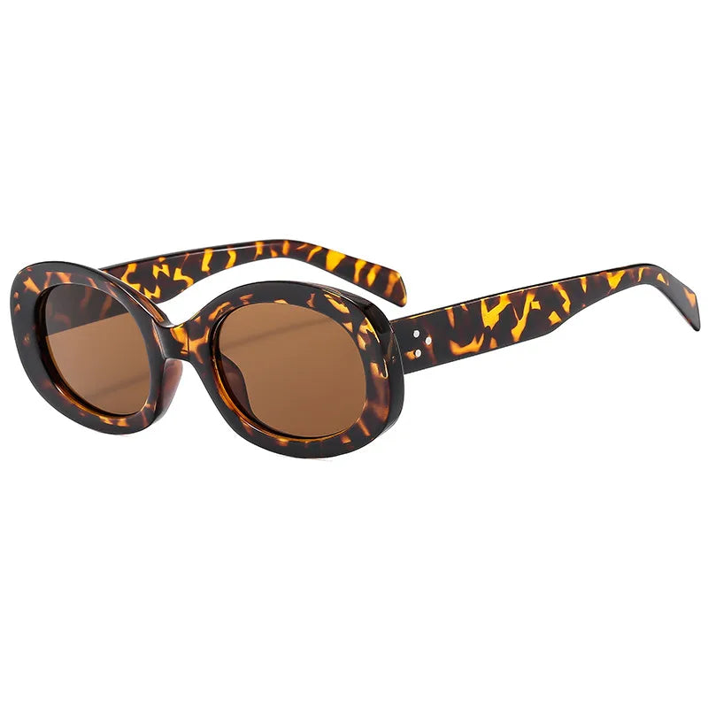 retro solid color ac oval frame full frame men's sunglasses