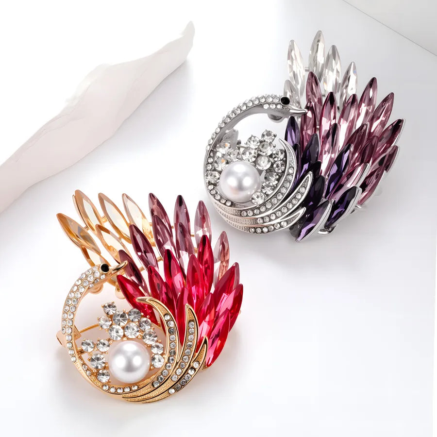 Elegant Pearl Alloy Flower Brooch Pin Women's Personality Design Lapel Pin Cute Romantic Animal Floral Pattern Office Selfie Suitable All Seasons