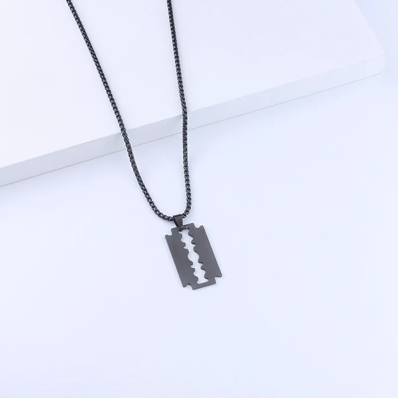 punk streetwear blade titanium steel polishing men's pendant necklace