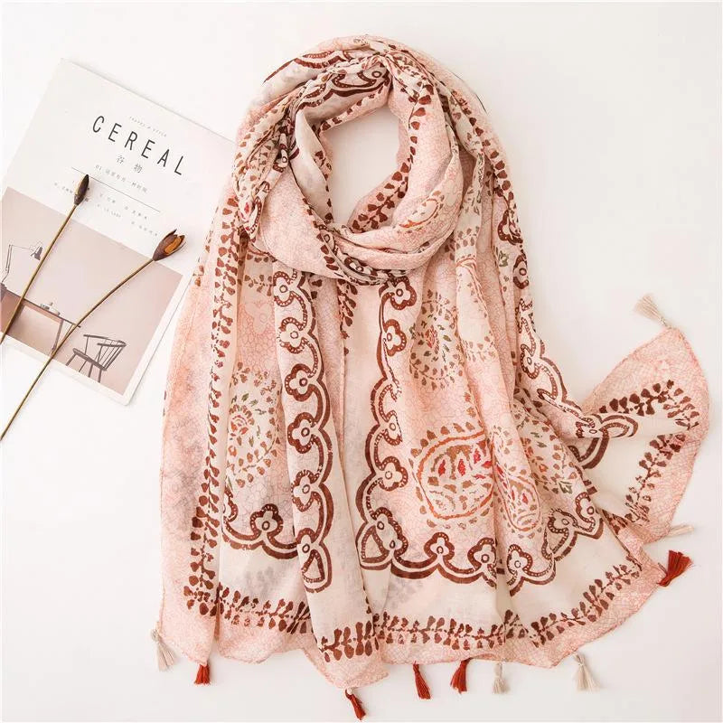 new scarf retro stitching bohemian cashew print silk scarf sunscreen yiwu wholesales