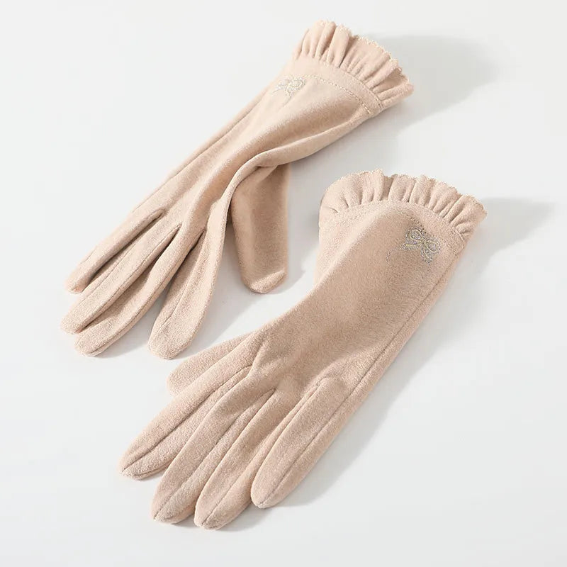 women's fashion solid color velvet polyester gloves 1 pair