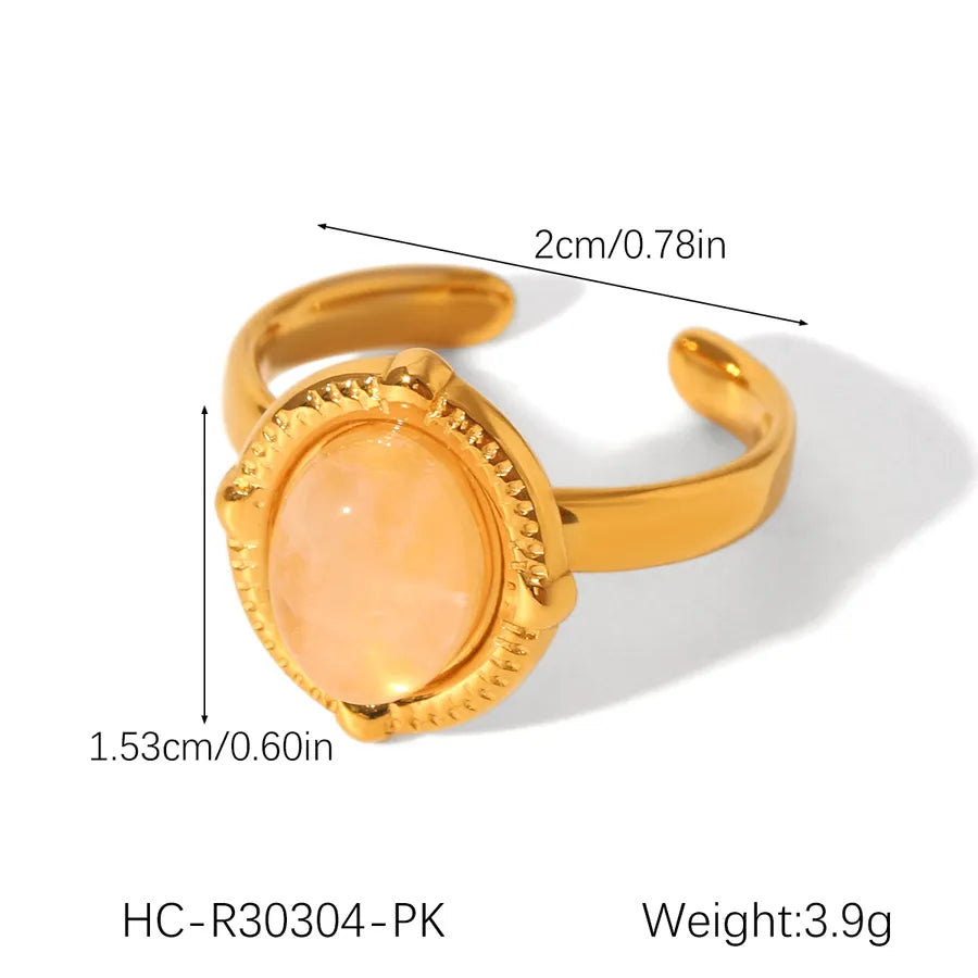 Wholesale Jewelry Casual Commute Shiny Round 304 Stainless Steel Crystal Pearl 18K Gold Plated Open Rings Rings