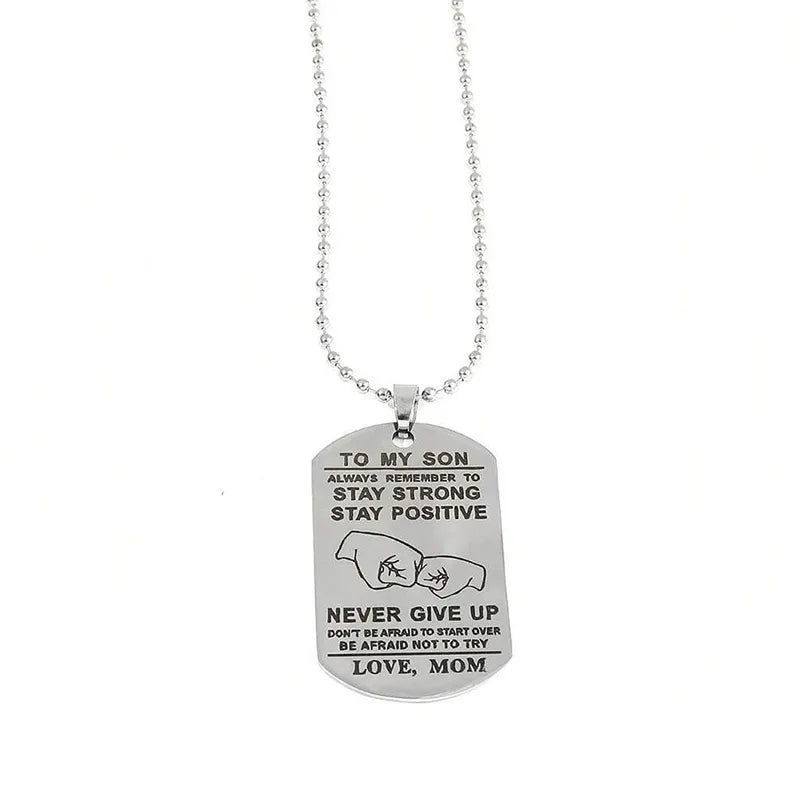 Modern Style Simple Style Letter 304 Stainless Steel Carving Silver Plated Black Plated Men's Pendant Necklace