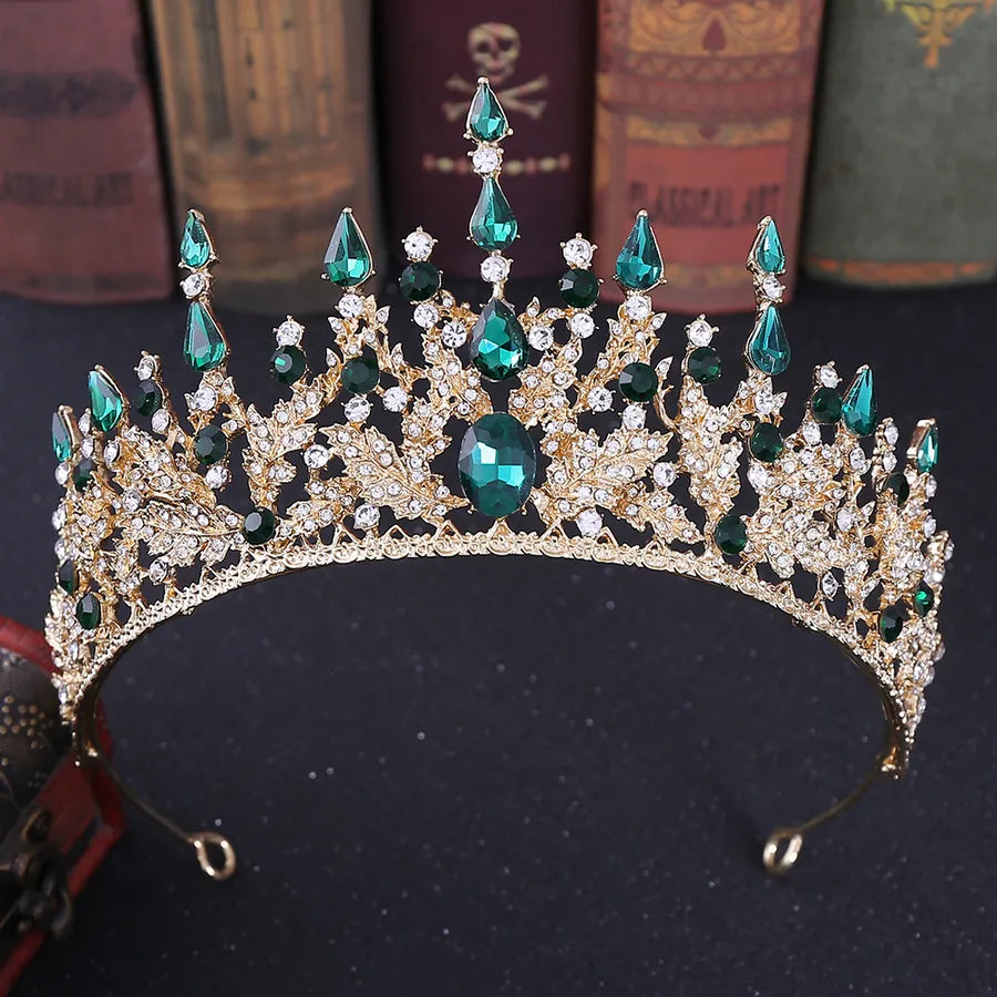 elegant oval crown alloy rhinestone inlay artificial crystal crown 1 piece