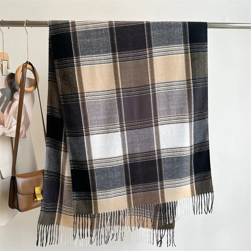 Women's Business Classic Style Color Block Imitation cashmere Scarf