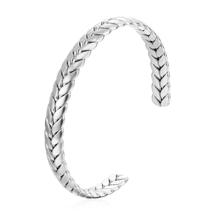 Retro Classic Style Geometric Flower 304 Stainless Steel Bangle In Bulk