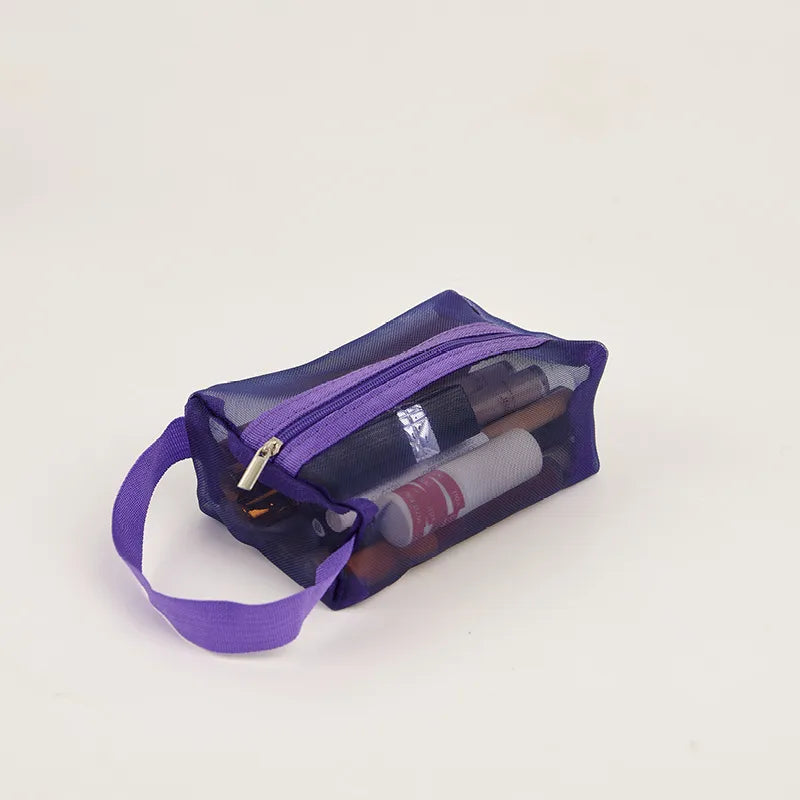 Travel Storage Three-piece Cosmetics Storage Bag Portable Travel Bag Mesh Storage Bag Folding Washable Coin Purse