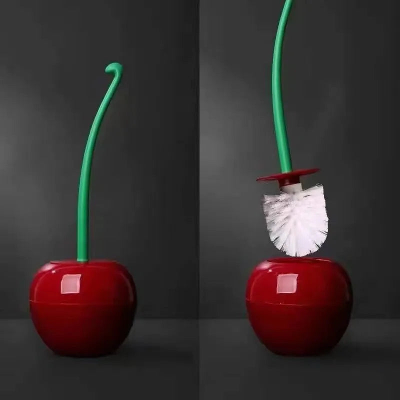 Long handle soft fur toilet brush suit Cherry toilet brush daily necessities  creative plastic cleaning brush toilet brush