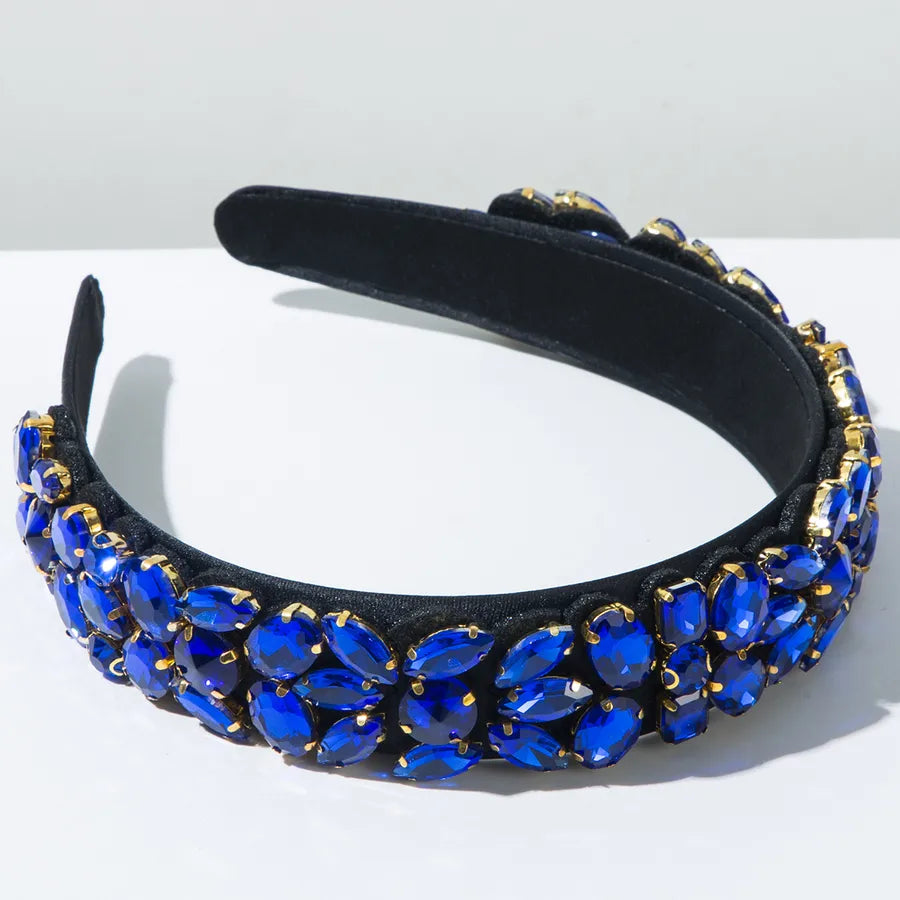 Casual Classic Style Women's Water Droplets Alloy Cloth Glass Inlay Glass Hair Band