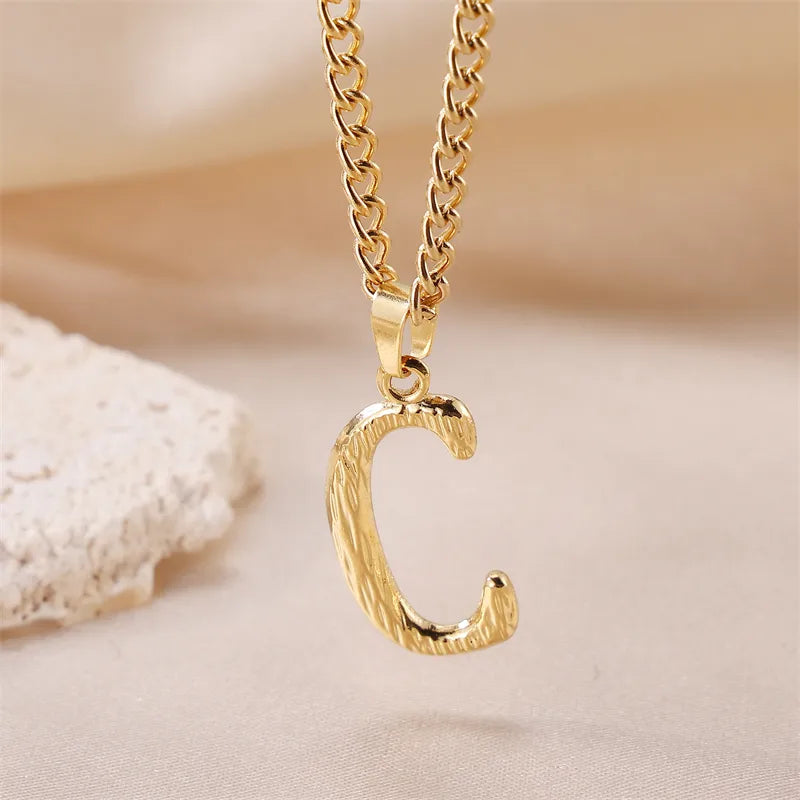 Wholesale Jewelry Sweet Simple Style Artistic Letter 201 Stainless Steel 304 Stainless Steel 18K Gold Plated Plating Pendant Necklace