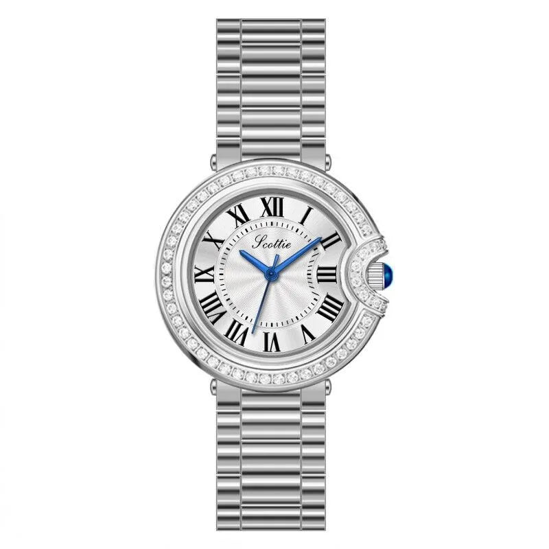 Elegant Color Block Solid Color Butterfly Double Snap Buckle Quartz Watch Women's Watches