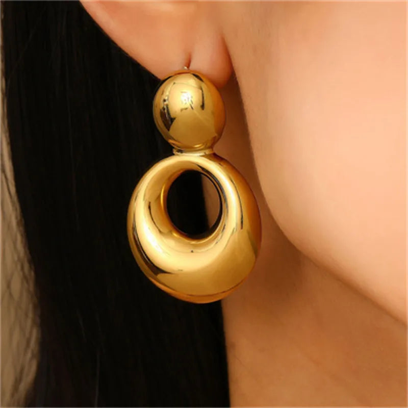 Casual Streetwear Geometric Plating 316 Stainless Steel  December Birthstone Turquoise Zircon 18K Gold Plated Bullet Backs Ear Studs