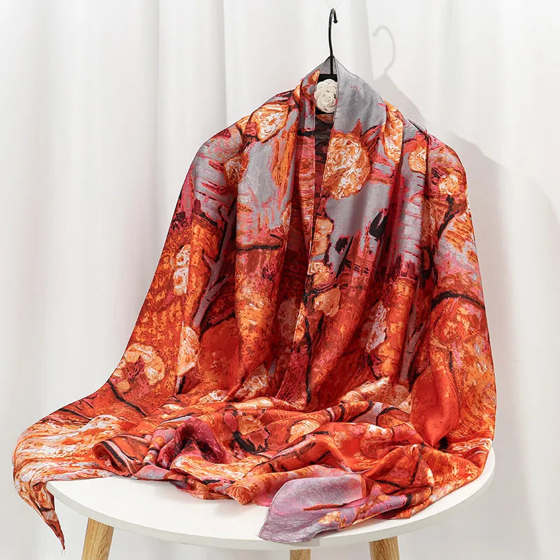 women's lady flower cloud brocade printing scarf
