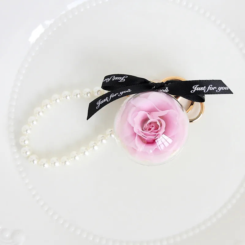 cute letter preserved flower women's keychain