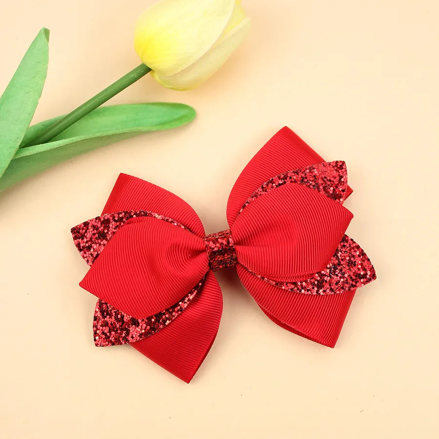 Europe and the United States new double-layer children's glitter film bow hair accessories girls hair clips cute girls hair accessories