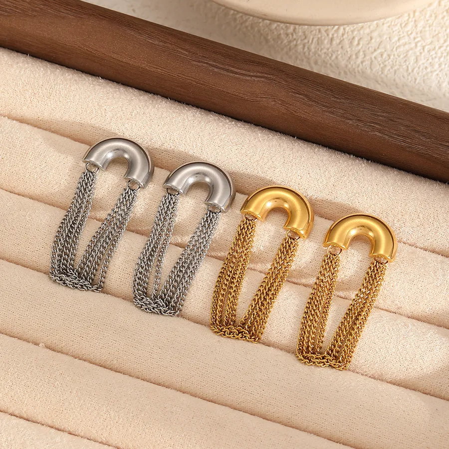 1 Pair IG Style Geometric 304 Stainless Steel 18K Gold Plated Butterfly Backs Earrings
