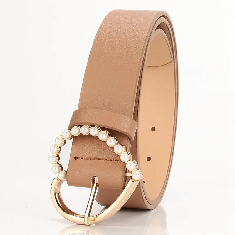 Simple Style Solid Color Imitation Leather Alloy Women's Leather Belts