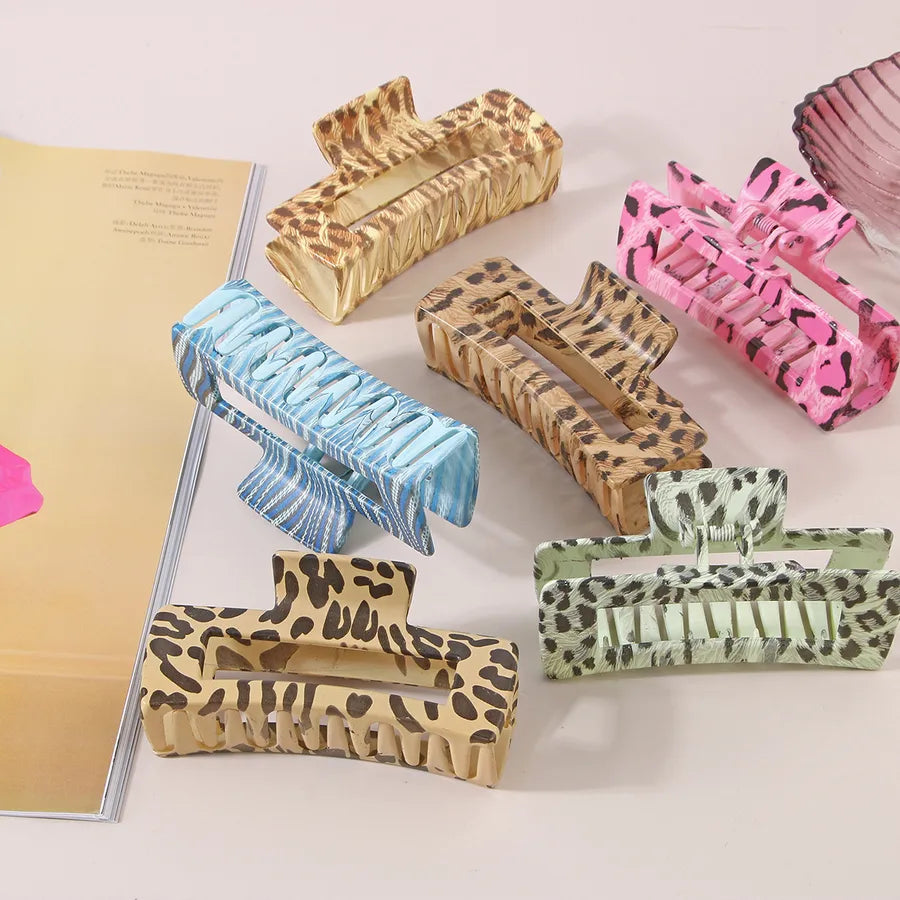 retro artistic stripe leopard plastic resin printing hair claws
