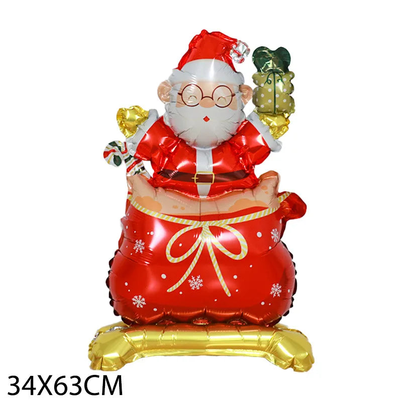 Christmas Santa Claus Gift Box Snowman Aluminum Film Party Balloons