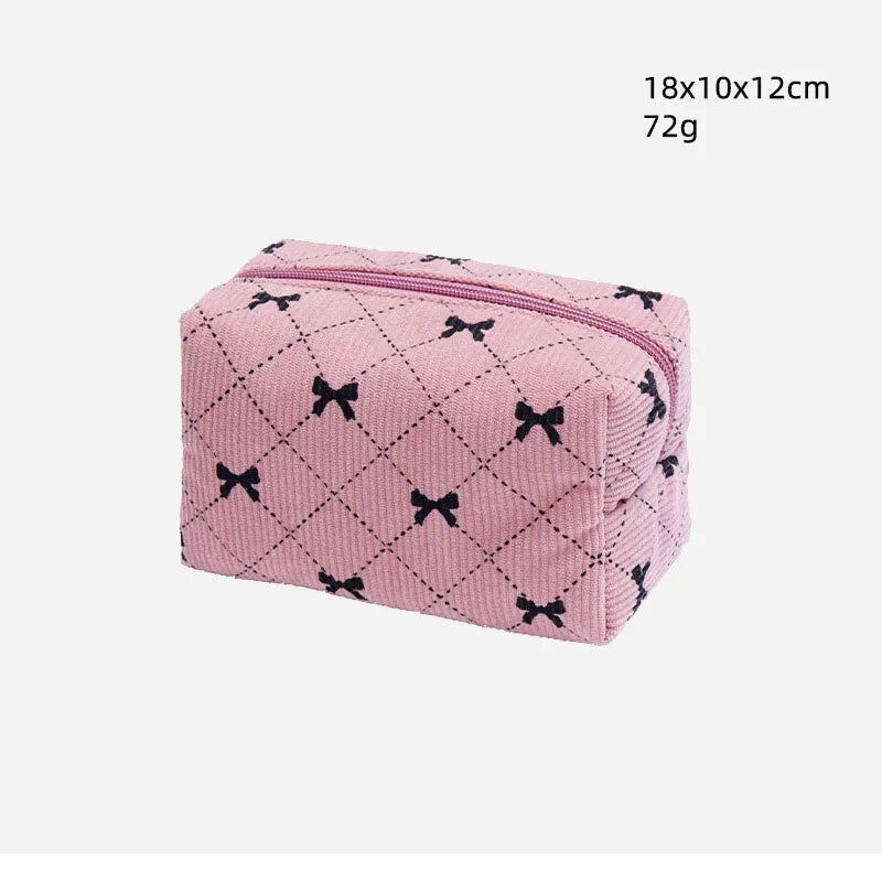 Cute Bow Knot Cotton Square Makeup Bags & Storage