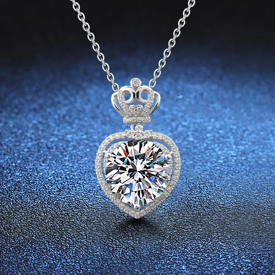 10 Karat Moissanite 925 Sterling Silver Pendant Necklace GRA Certificate Round Brilliant Cut Geometric White Gold Plated Pendant Necklace
