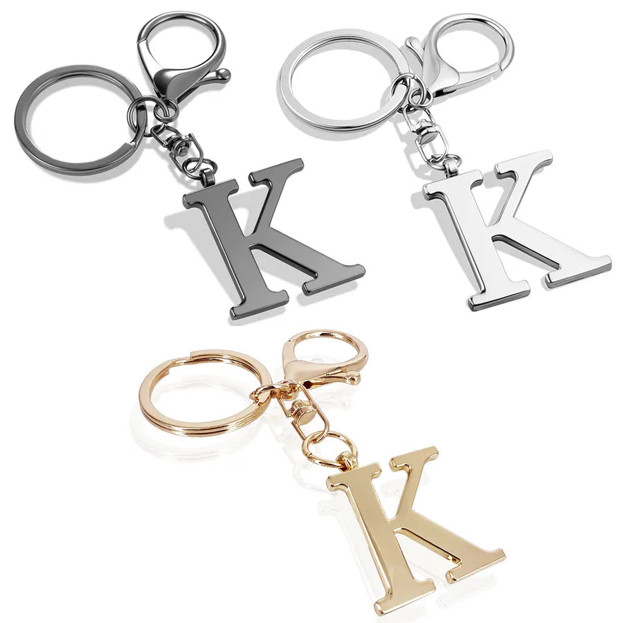 Stainless Steel Keychains Alphabet Letter Charms Ladies Bag Pendants Popular 26 Letters Initial Keyrings European Style