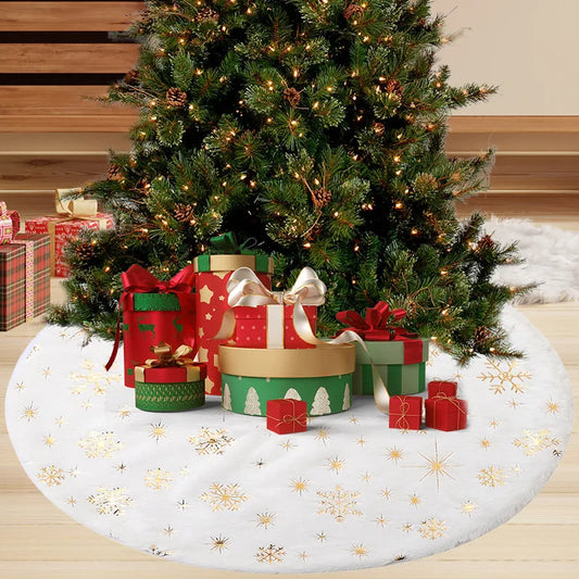 Christmas Decorative Mini Golden Snowflake Atmosphere Carpet Christmas Tree Skirt Base Party Decoration Festive Cartoon Style