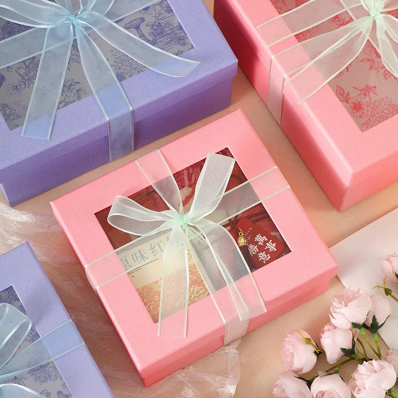New Creative Window Opening Sky And Earth Cover Gift Box Butterfly Knot Fresh And Delicate Souvenir Box Luxury Special Paper
