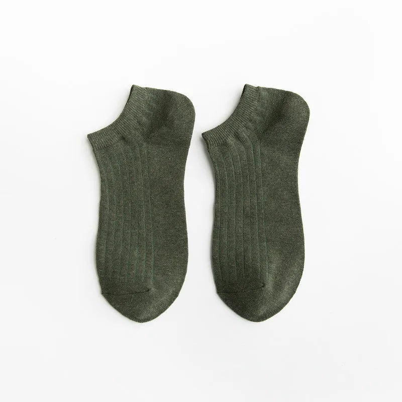 men's japanese style solid color cotton embroidery ankle socks a pair
