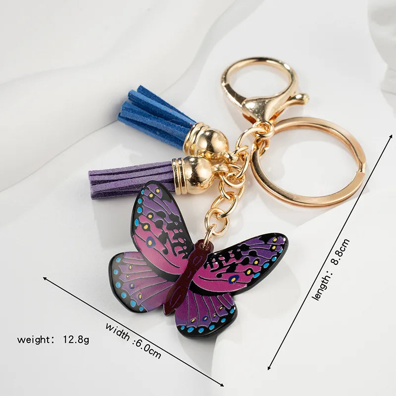 cute butterfly arylic epoxy women's bag pendant keychain