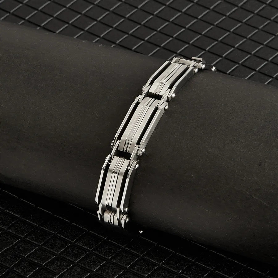 Original Design Gothic Splicing Color Block Plaid 316 Stainless Steel  Unisex Bracelets Men Chain Bracelets