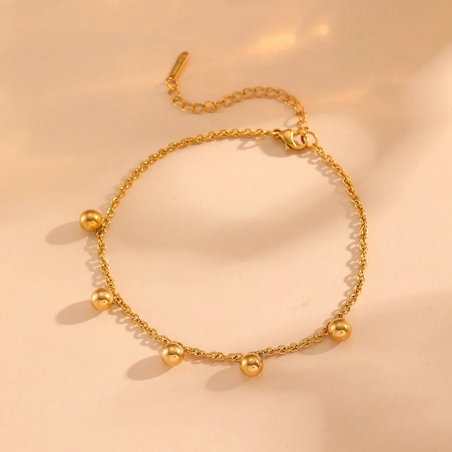 Wholesale Jewelry Elegant Romantic Solid Color Flower 304 Stainless Steel 18K Gold Plated Plating Anklet