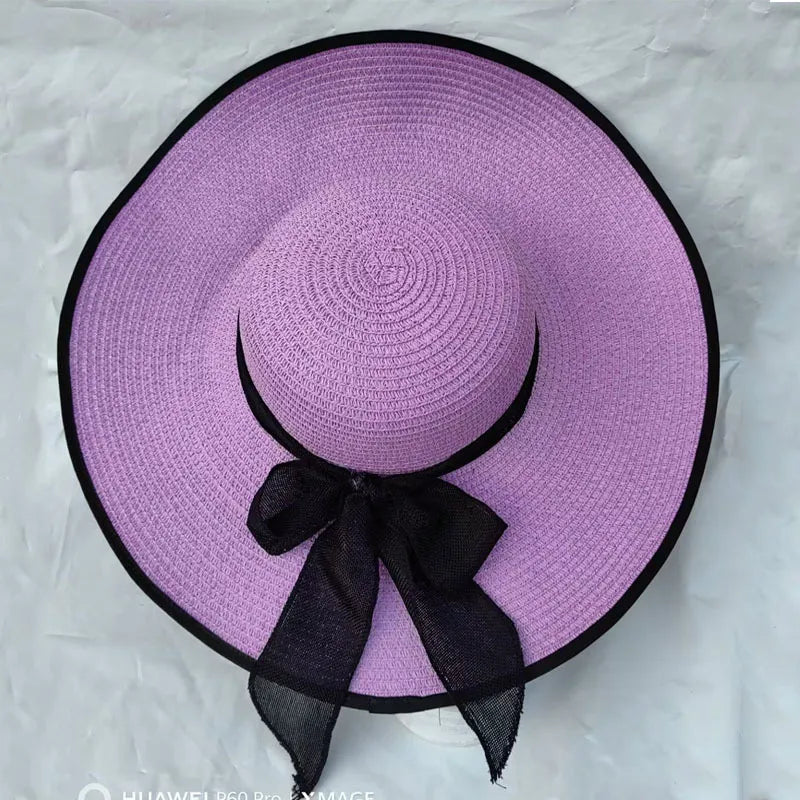 Women's Basic Vacation Solid Color Big Eaves Straw Hat