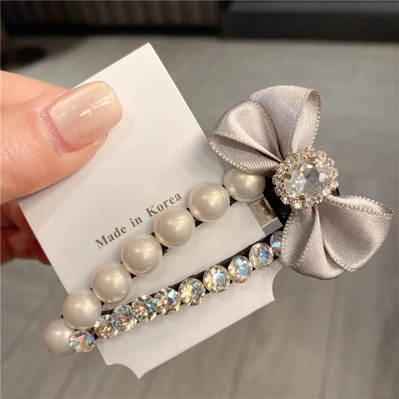New Vintage Pearl Hair Clip Fresh Water Diamond Side BB Clip Large Back Of Head Simple Hair Accessories For Women