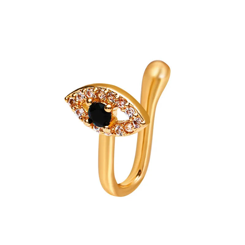 fashion creative copper perforation-free u-shaped nasal splint piercing butterfly flower snake-shaped fake nose studs