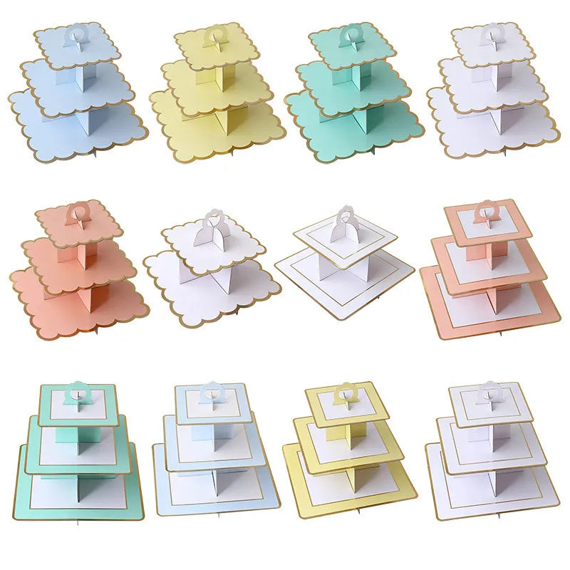 birthday solid color paper party cake stand 1 piece