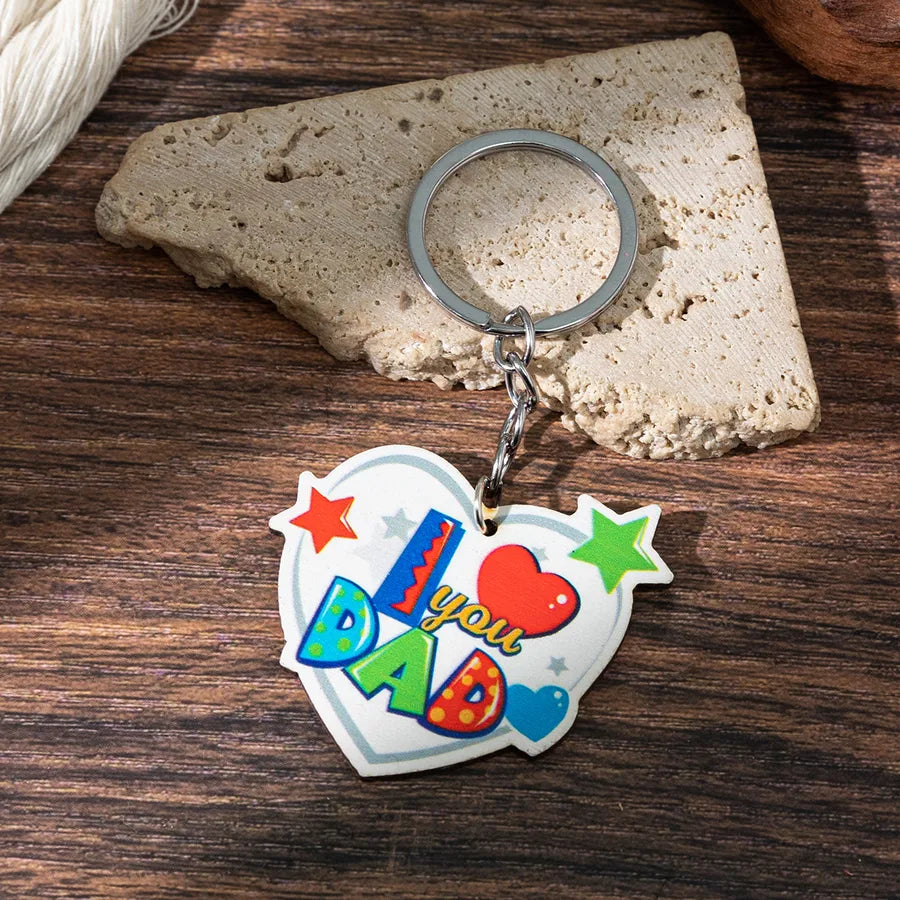 1 Piece Retro Classic Style Letter Wood Printing Thanksgiving Father'S Day Bag Pendant Keychain