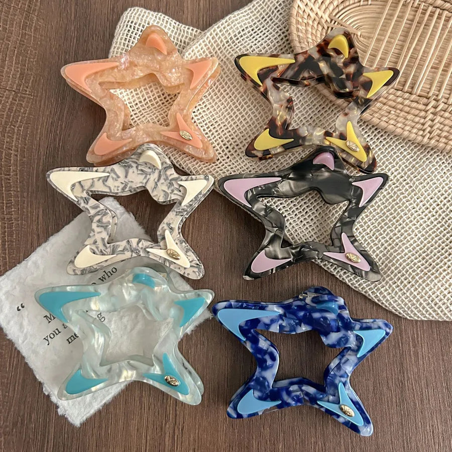 Elegant Large Hollow Star Hair Clip Women's Style Hair Accessories Shark Clip Back Of Head Hair Decorations Fashionable Hair Grips