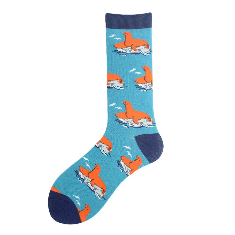 men's cartoon style animal cotton ankle socks a pair