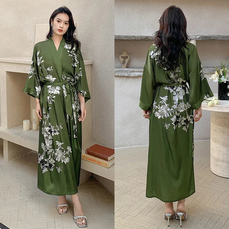 new satin chiffon ice silk light bathrobe multicolors