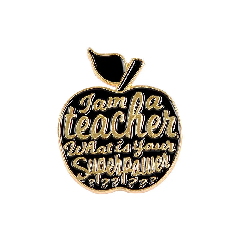 Cartoon New Teachers' Day Gift Brooch Four Color Apple Fun Letters Teacher Brooch Clothes Pin Accessories