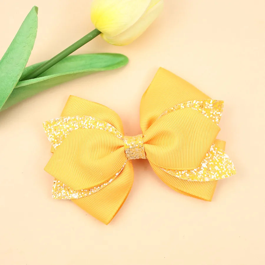 Europe and the United States new double-layer children's glitter film bow hair accessories girls hair clips cute girls hair accessories