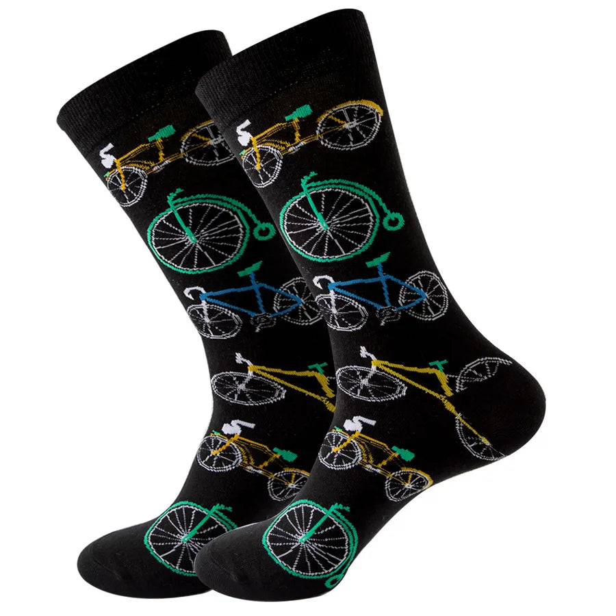 Classic Style Streetwear Unisex Geometric Zebra Egg Cotton Crew Socks 5 Pairs