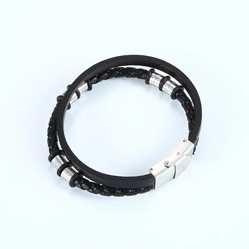 Simple Style Solid Color Pu Leather Plating Men's Bangle Men Cord & Leather Bracelets