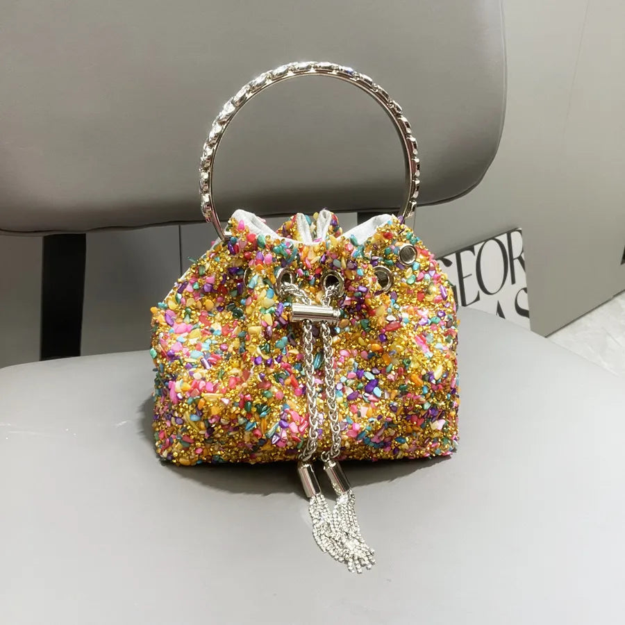 Women's Medium Polyester Solid Color Streetwear Bucket String Bucket Bag