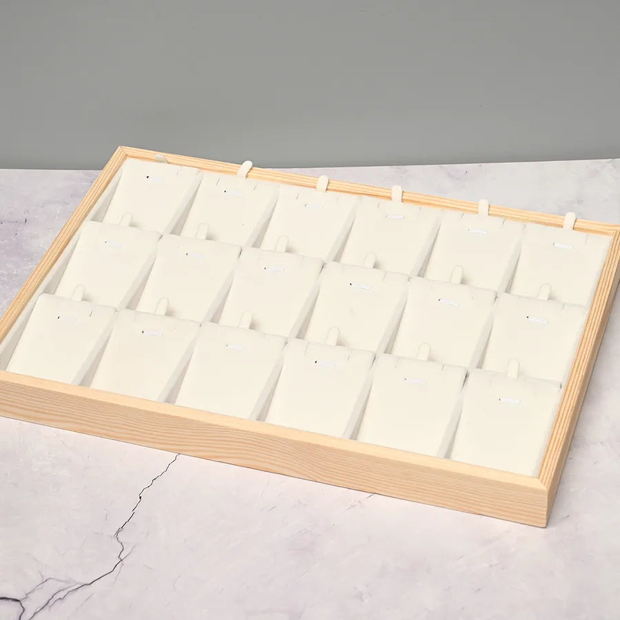 Rectangular Jewelry Display Stand Storage Box Earring Bracelet Ring Tray Handmade Simple Style Wooden Velvet Jewelry Plate